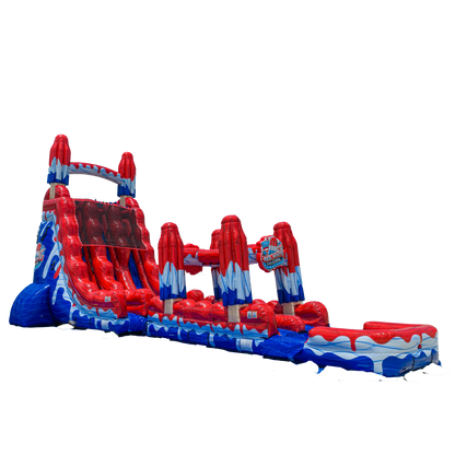 22FT Red, White and Cool Dual slide w/ Slip N Slide
