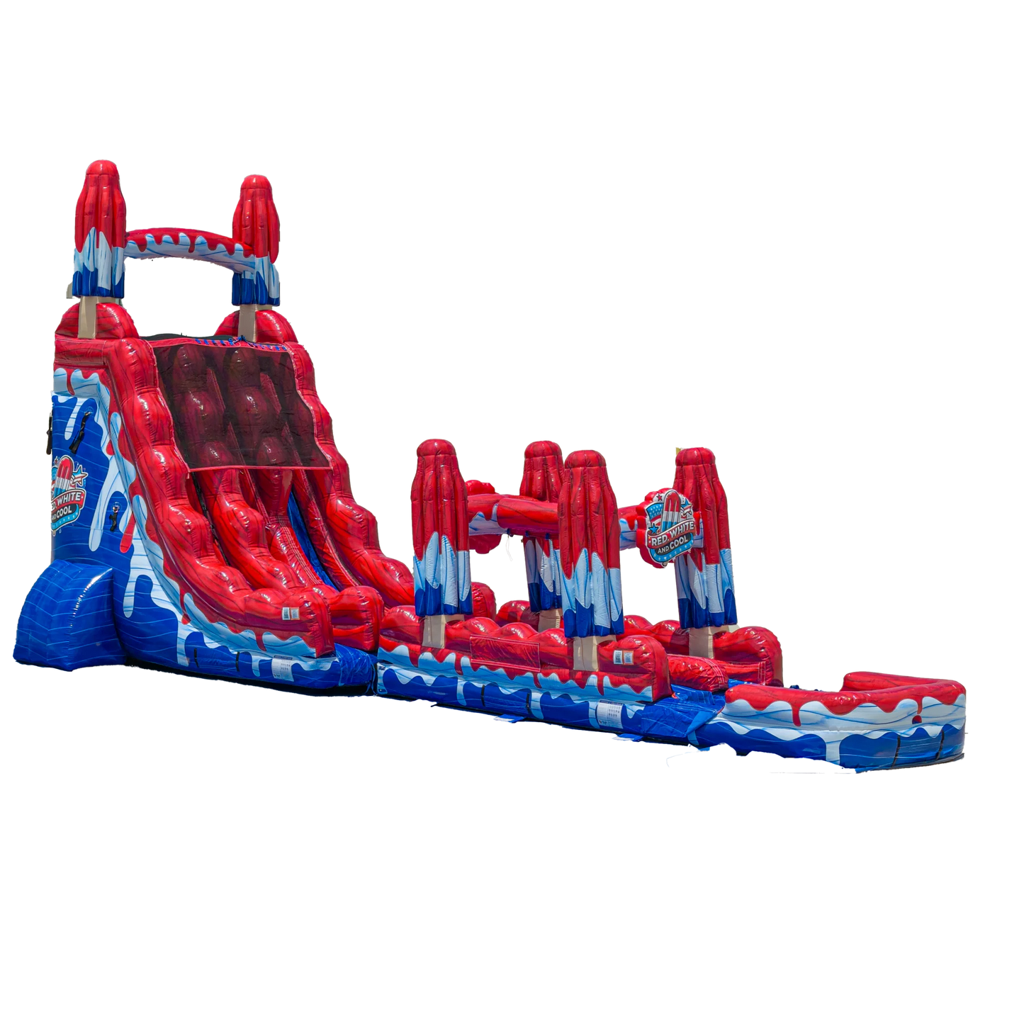 22FT Red, White and Cool Dual slide w/ Slip N Slide