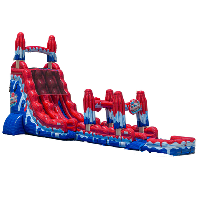 22FT Red, White and Cool Dual slide w/ Slip N Slide