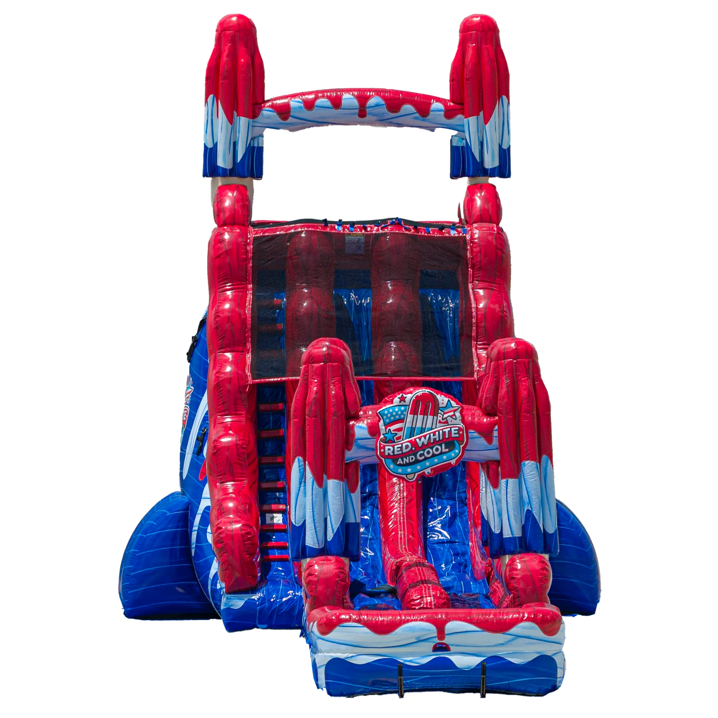 22FT Red, White and Cool Dual slide w/ Slip N Slide