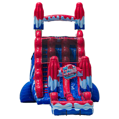 22FT Red, White and Cool Dual slide w/ Slip N Slide
