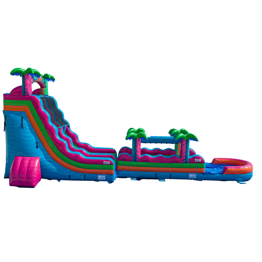 22FT Electric Tropics Dual Lane Slide w/Slip n Slide