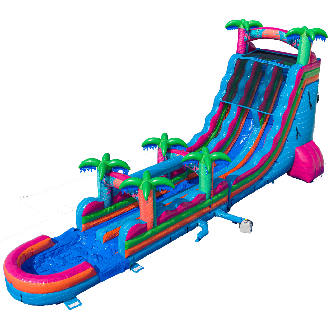 22FT Electric Tropics Dual Lane Slide w/Slip n Slide