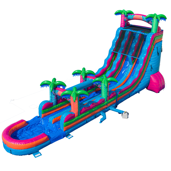 22FT Electric Tropics Dual Lane Slide w/Slip n Slide