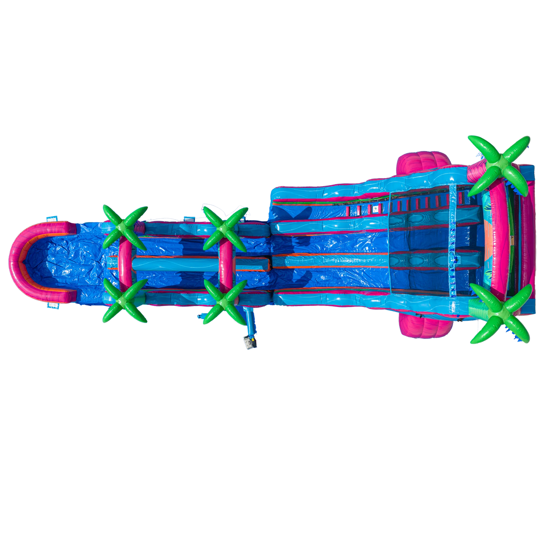 22FT Electric Tropics Dual Lane Slide w/Slip n Slide