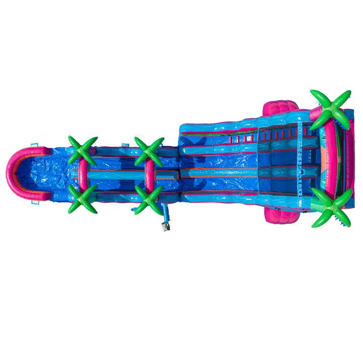 22FT Electric Tropics Dual Lane Slide w/Slip n Slide