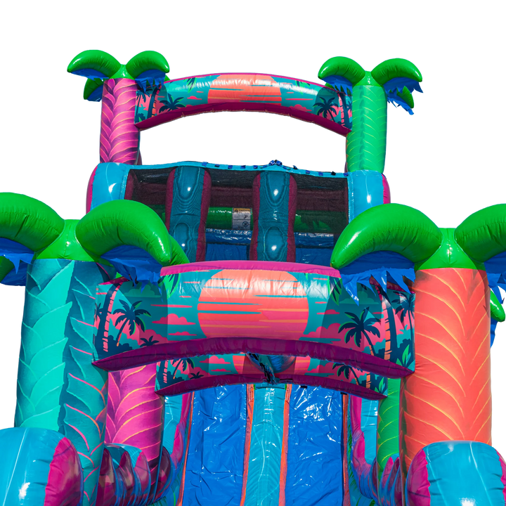22FT Electric Tropics Dual Lane Slide w/Slip n Slide