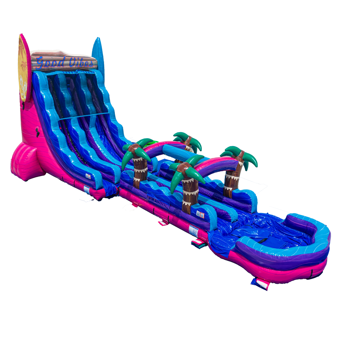 22FT Good Vibes Dual slide w/ Slip N Slide Magenta Colorway