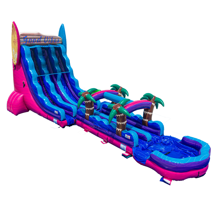22FT Good Vibes Dual slide w/ Slip N Slide Magenta Colorway