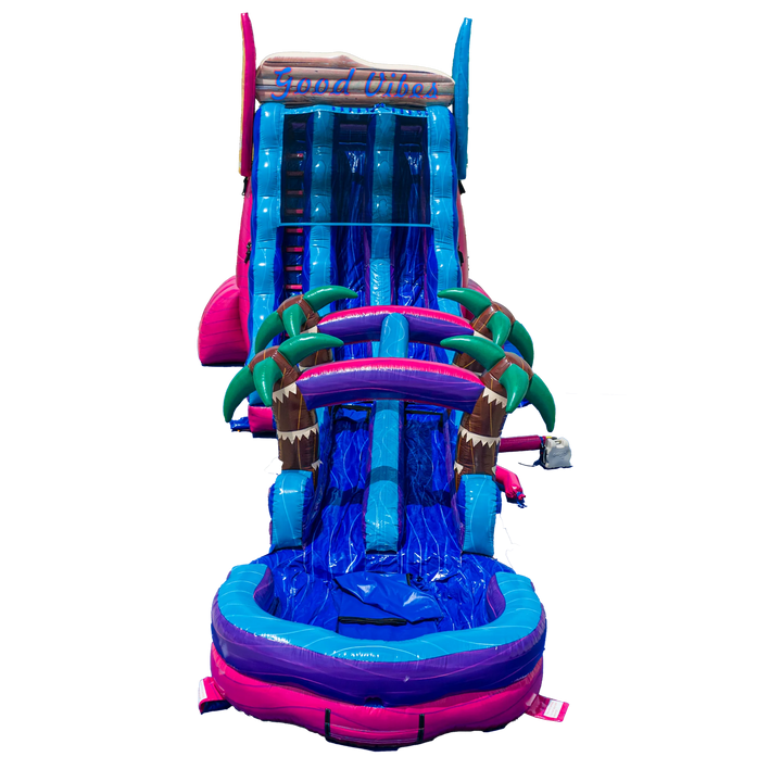 22FT Good Vibes Dual slide w/ Slip N Slide Magenta Colorway