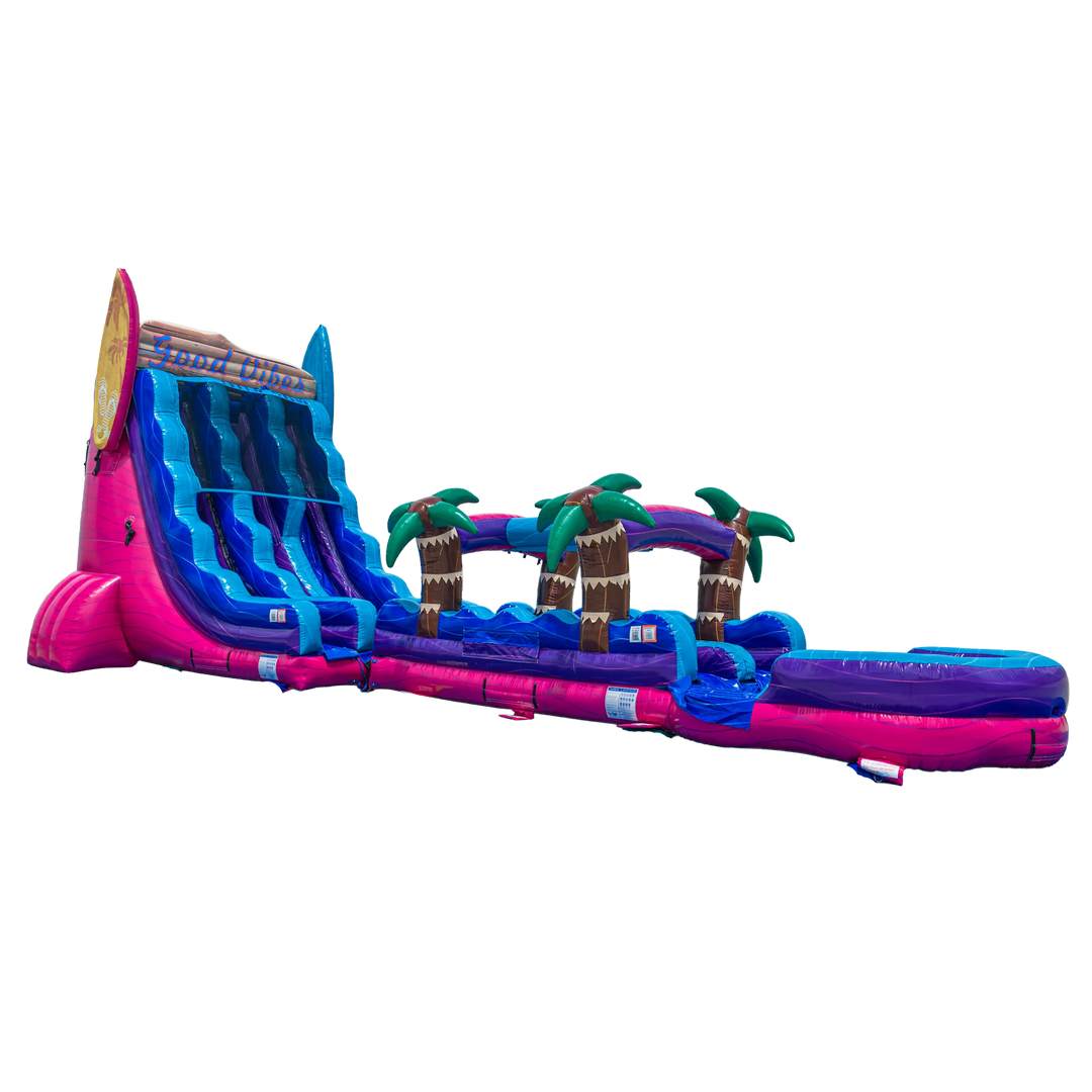 22FT Good Vibes Dual slide w/ Slip N Slide Magenta Colorway