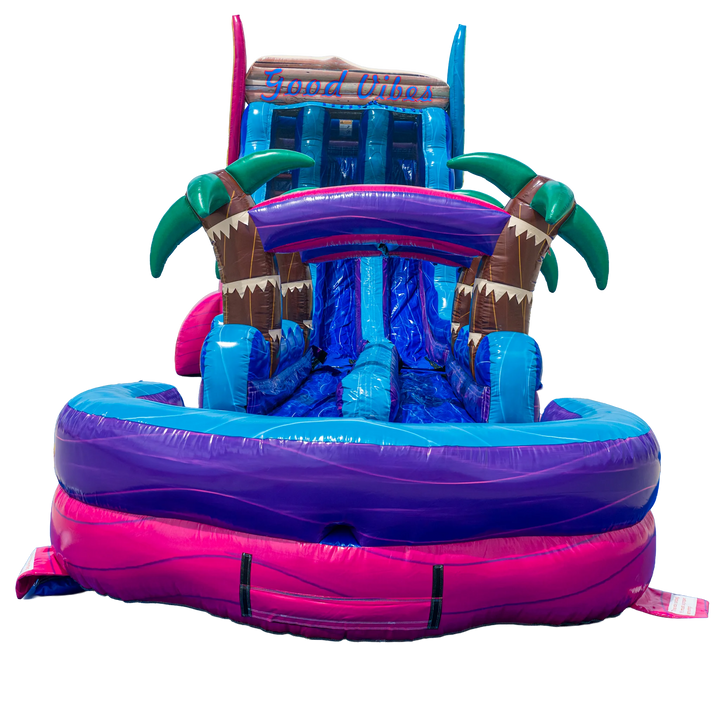 22FT Good Vibes Dual slide w/ Slip N Slide Magenta Colorway