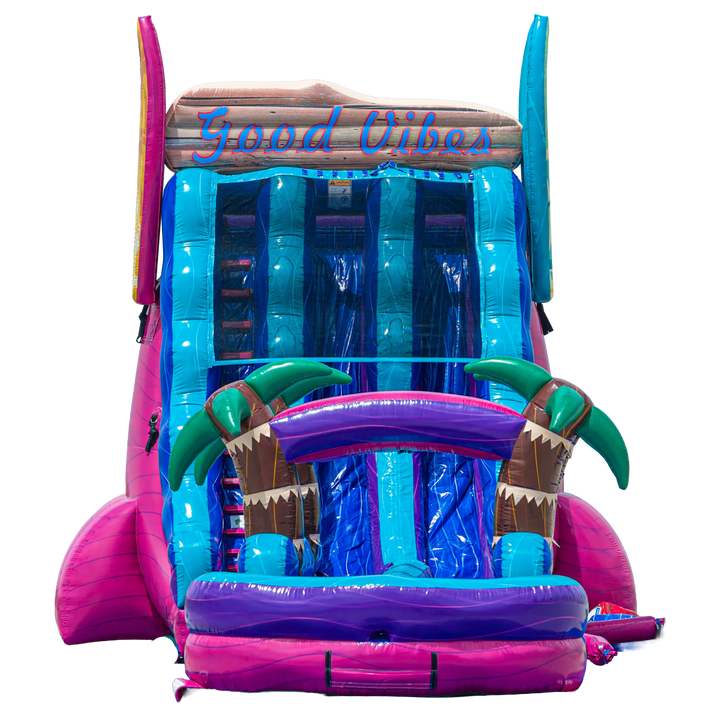 22FT Good Vibes Dual slide w/ Slip N Slide Magenta Colorway