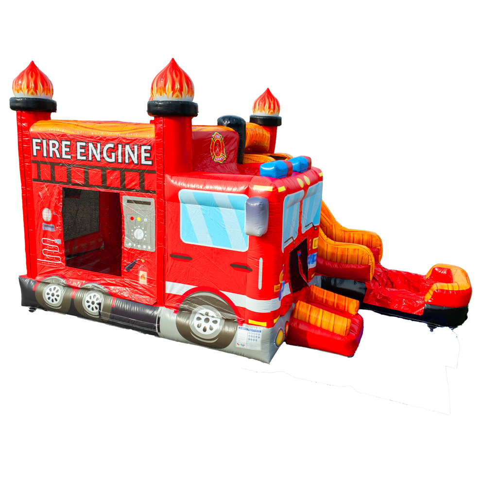 Fire Exit Inflatibles Firetruck Bounce House Combo | Big and Bright Inflatables