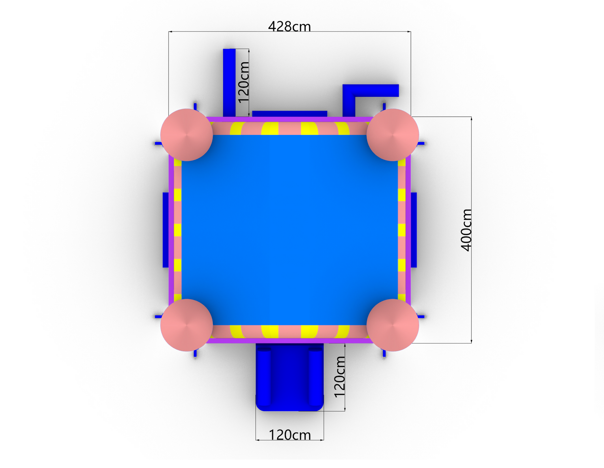 Pink Castle Bouncer PinkCastleBouncer_Top_Dimensions - Big and Bright Inflatables