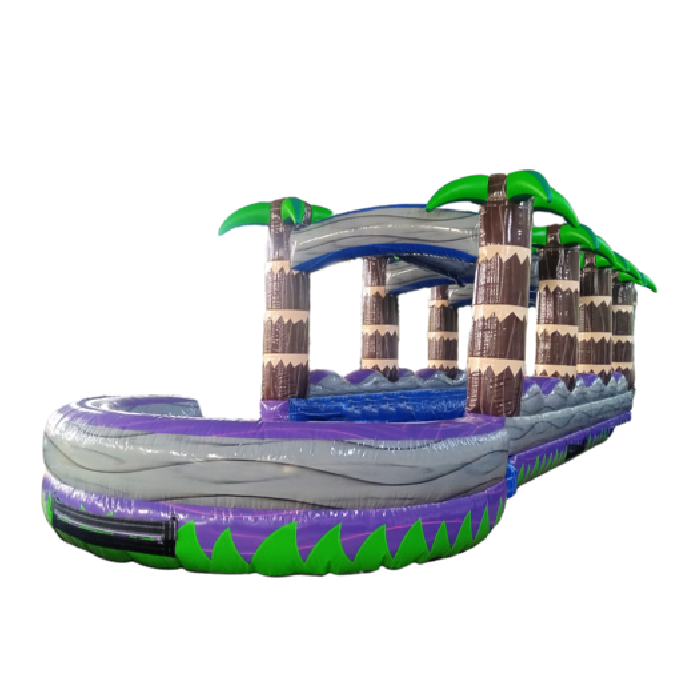 Purple Tropical Slip N Slide Single Lane PurpleTropicalDualSlipNSlide_3 - Big and Bright Inflatables