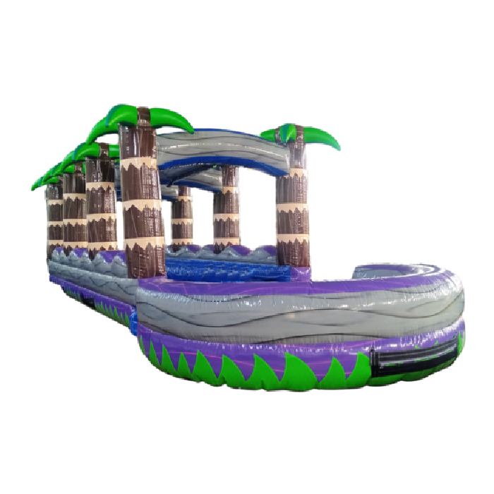 Purple Tropical Slip N Slide Single Lane PurpleTropicalDualSlipNSlide_4 - Big and Bright Inflatables