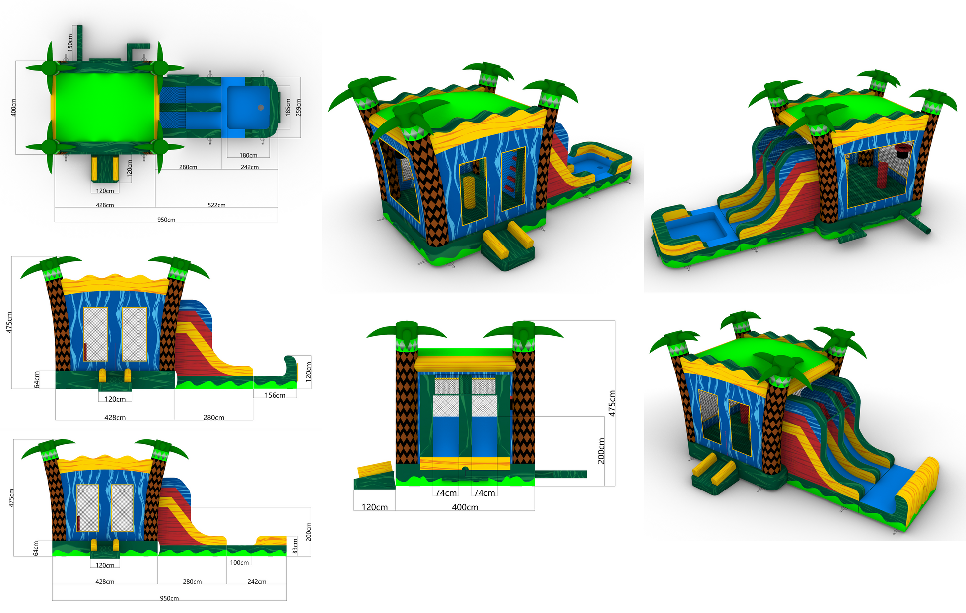 Blue Diamond Palms Combo R5-12_1 - Big and Bright Inflatables