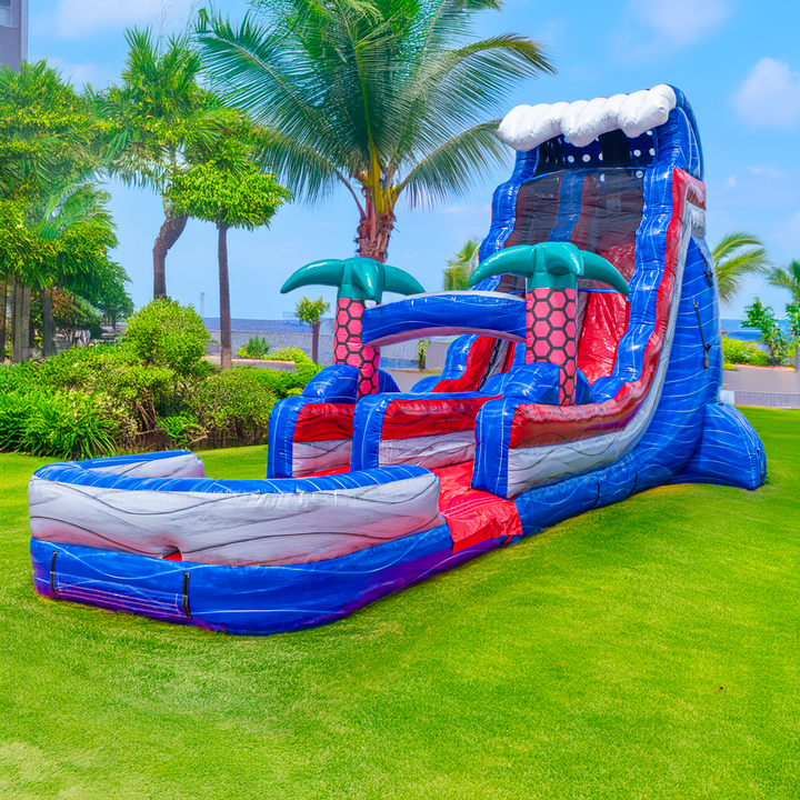 20FT Red Grey and Blue Single Lane Slide