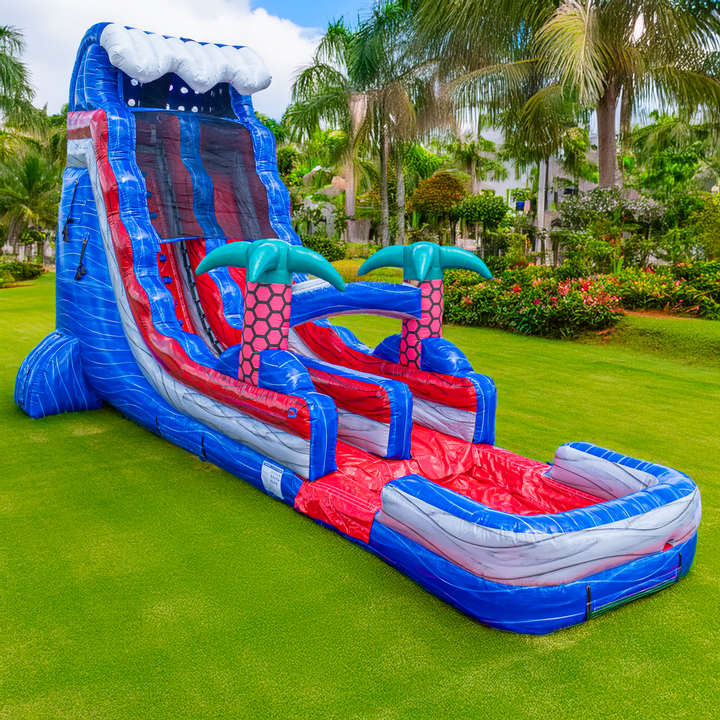 20FT Red Grey and Blue Single Lane Slide