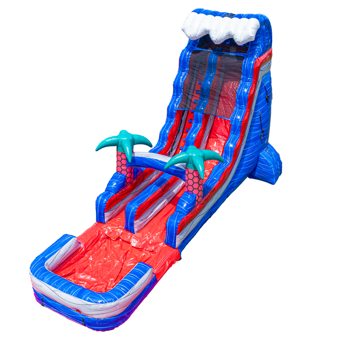 20FT Red Grey and Blue Single Lane Slide