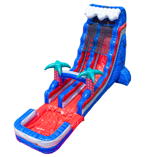 20FT Red Grey and Blue Single Lane Slide