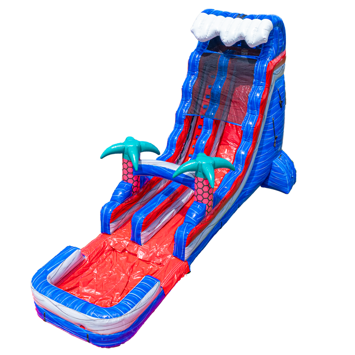 20FT Red Grey and Blue Single Lane Slide