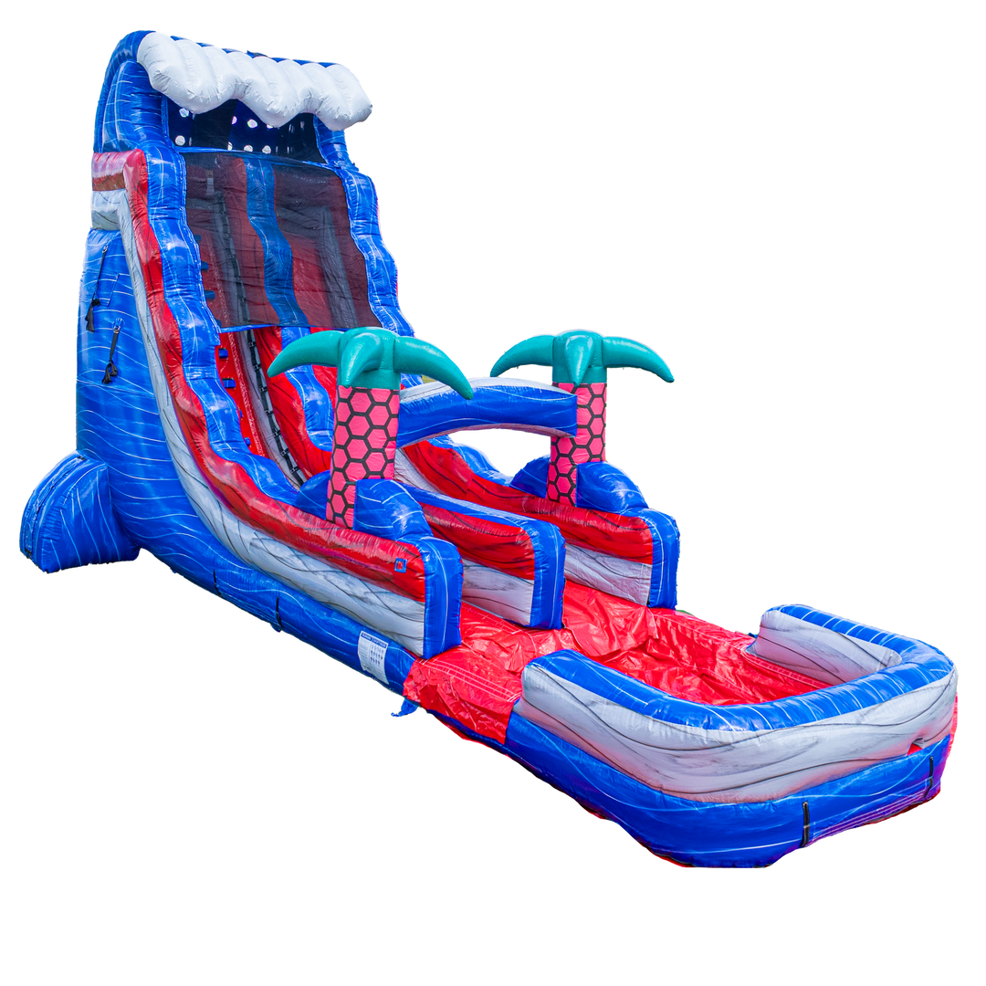 20FT Red Grey and Blue Single Lane Slide