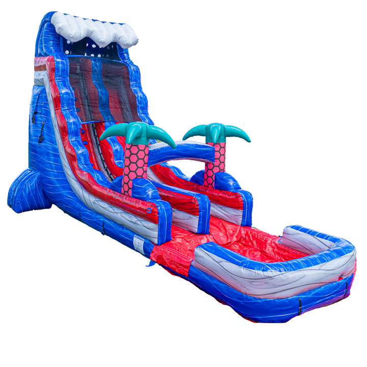 20FT Red Grey and Blue Single Lane Slide