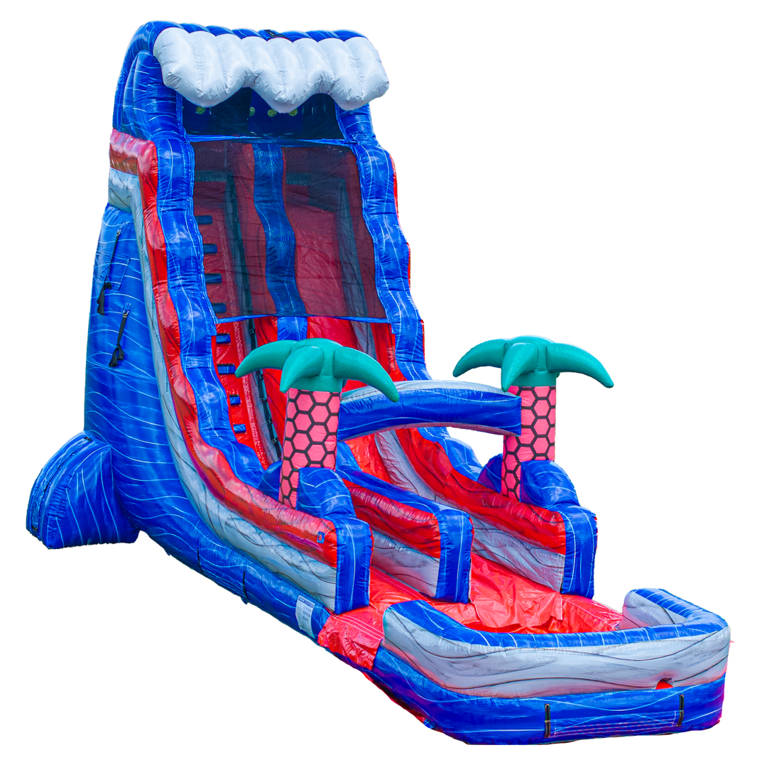 20FT Red Grey and Blue Single Lane Slide