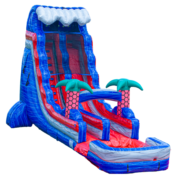 20FT Red Grey and Blue Single Lane Slide