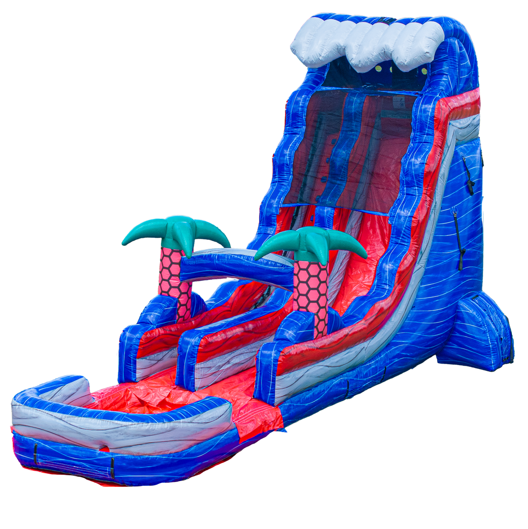 20FT Red Grey and Blue Single Lane Slide
