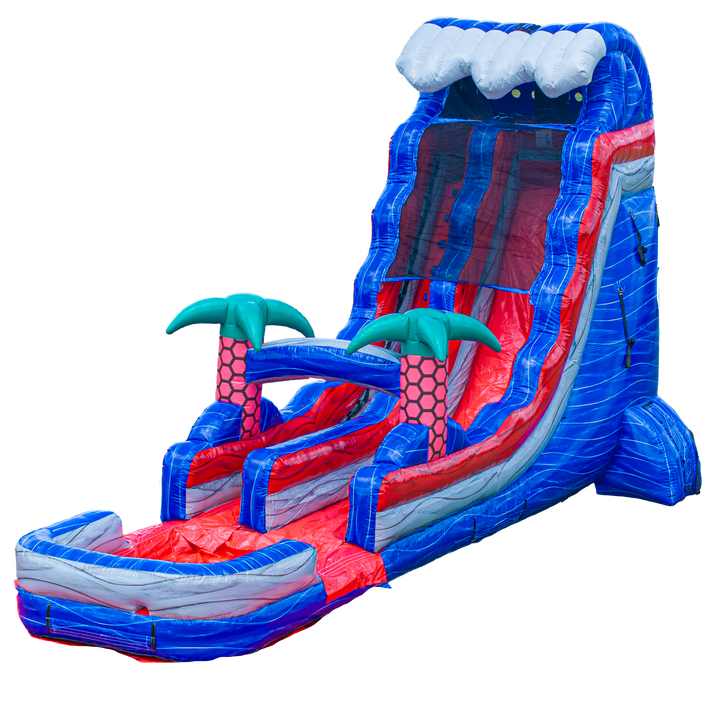 20FT Red Grey and Blue Single Lane Slide