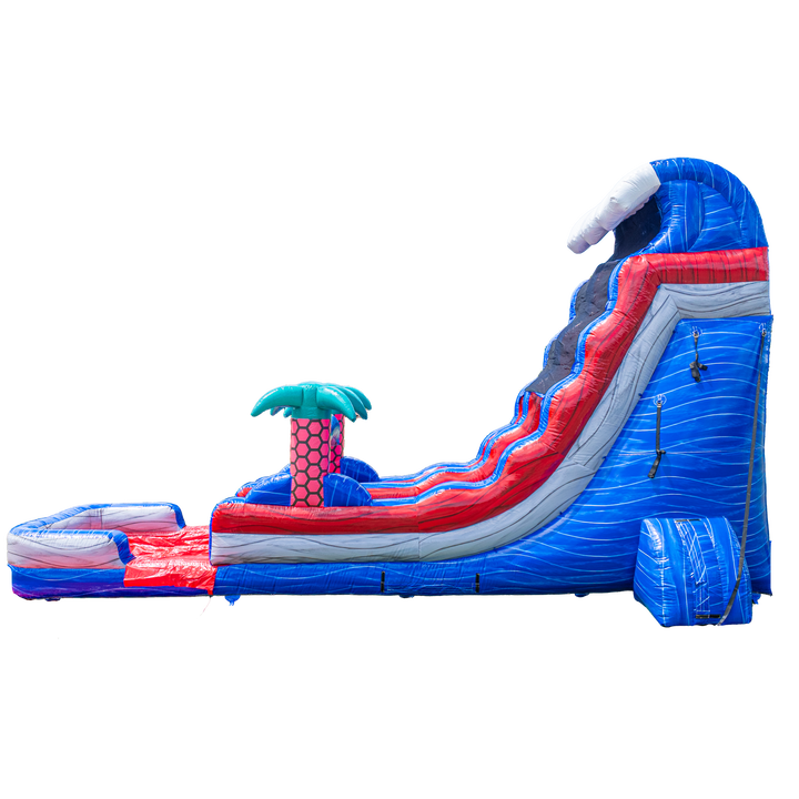20FT Red Grey and Blue Single Lane Slide