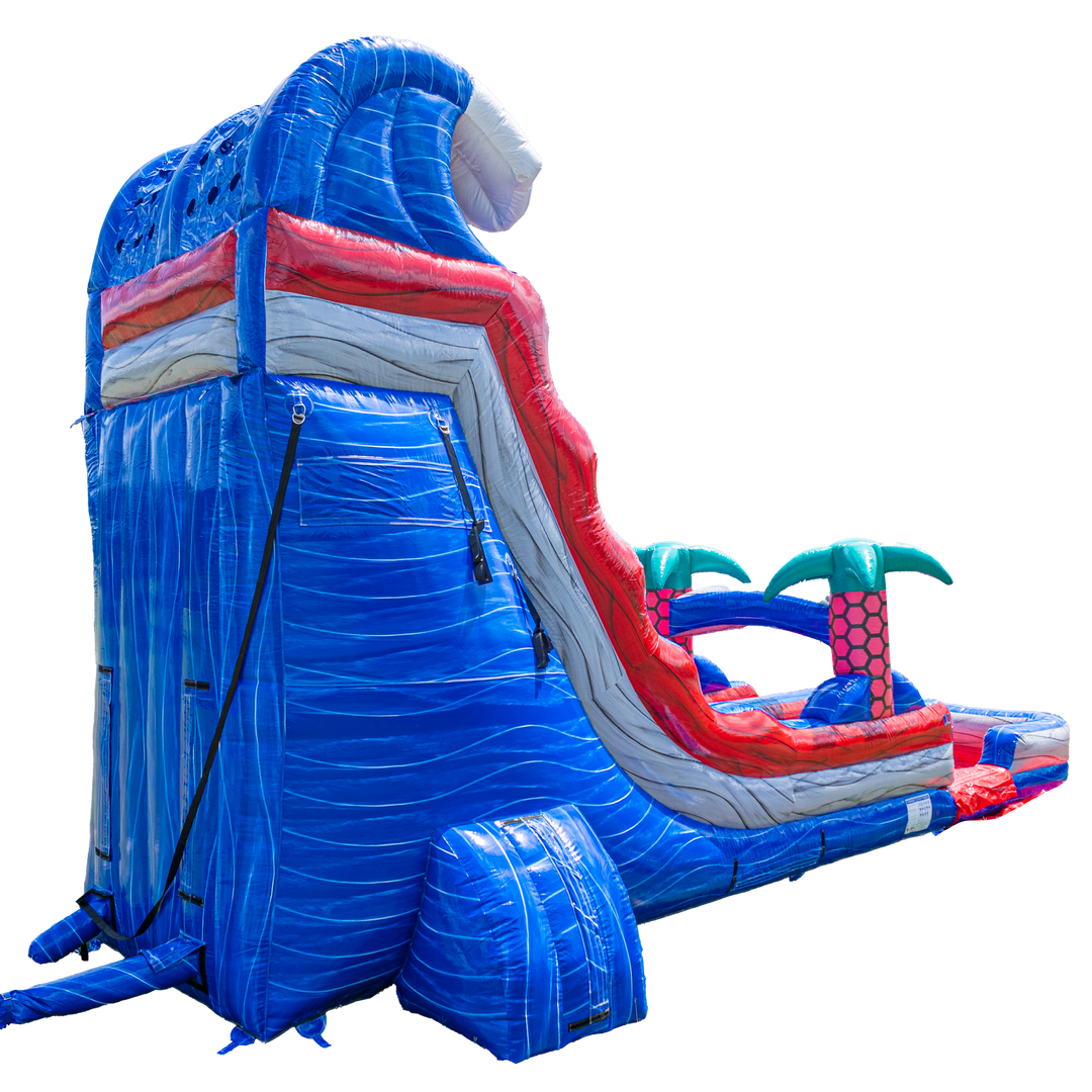 20FT Red Grey and Blue Single Lane Slide