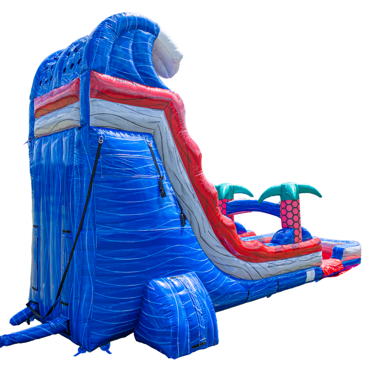 20FT Red Grey and Blue Single Lane Slide