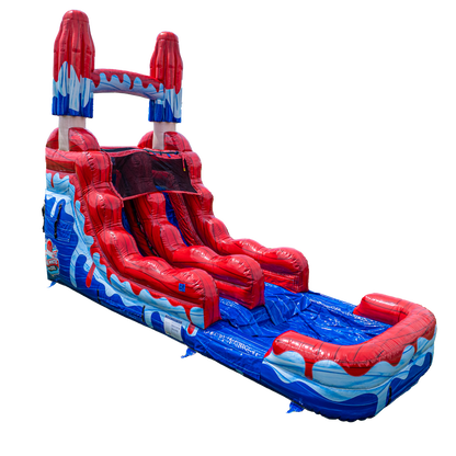 14FT Red White and Cool Popsicle Single Lane Slide