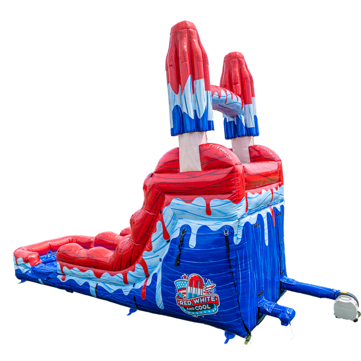 14FT Red White and Cool Popsicle Single Lane Slide