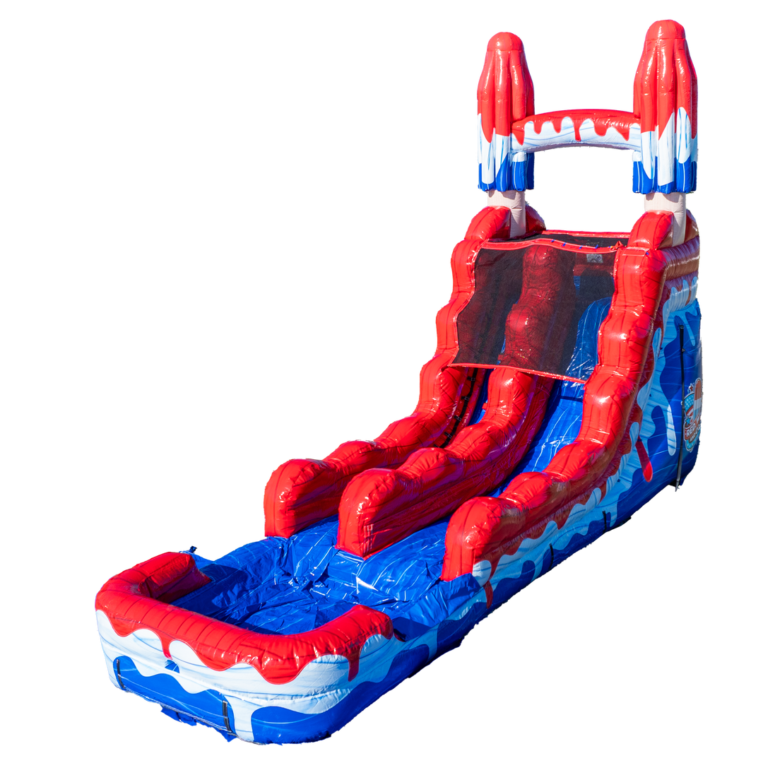 16FT Red White and Cool Popsicle Single Lane Slide