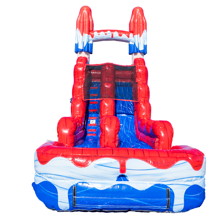 16FT Red White and Cool Popsicle Single Lane Slide