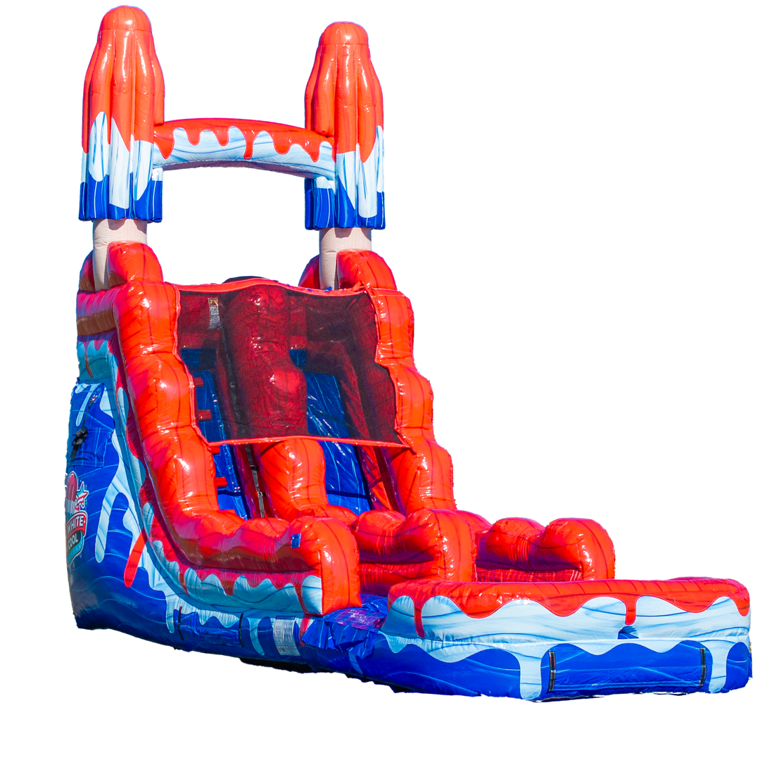 16FT Red White and Cool Popsicle Single Lane Slide