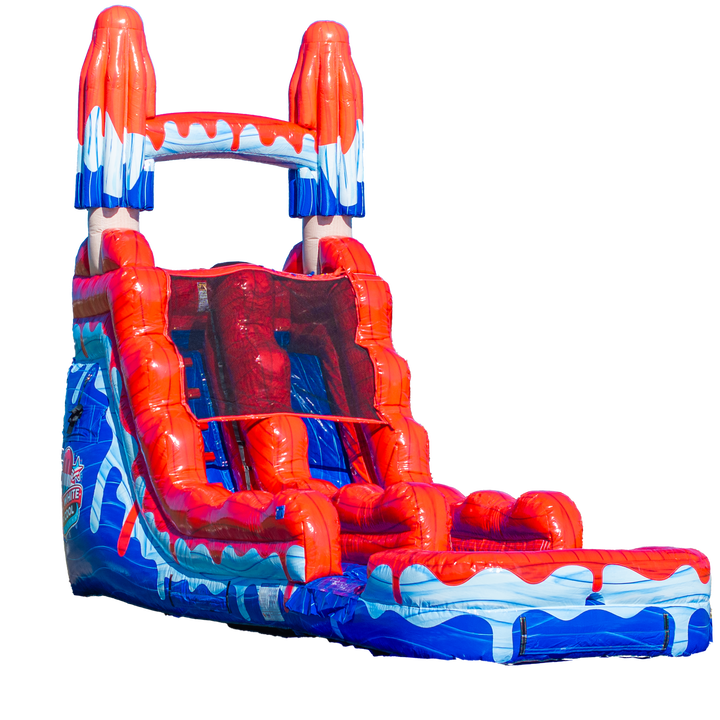 16FT Red White and Cool Popsicle Single Lane Slide