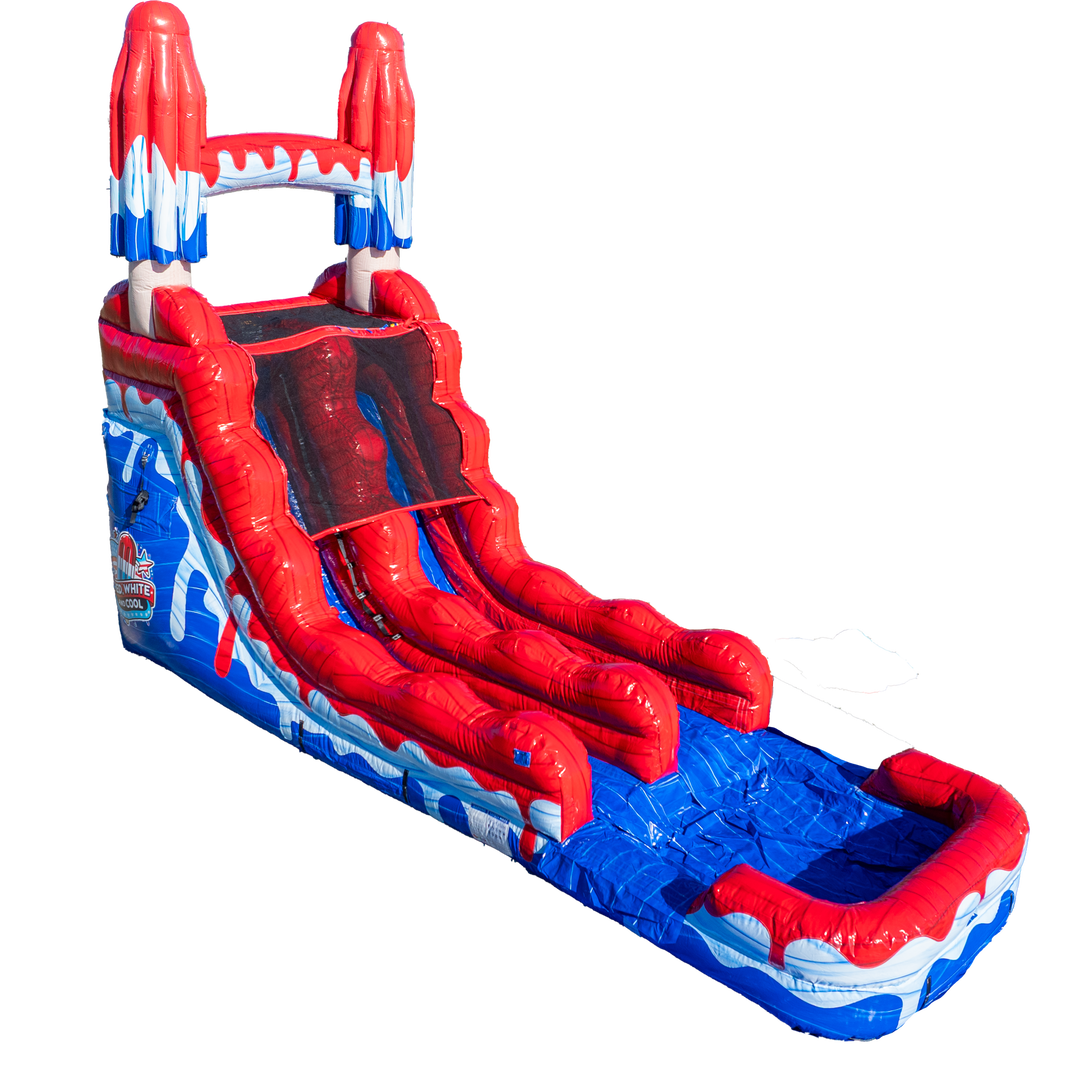 16FT Red White and Cool Popsicle Single Lane Slide