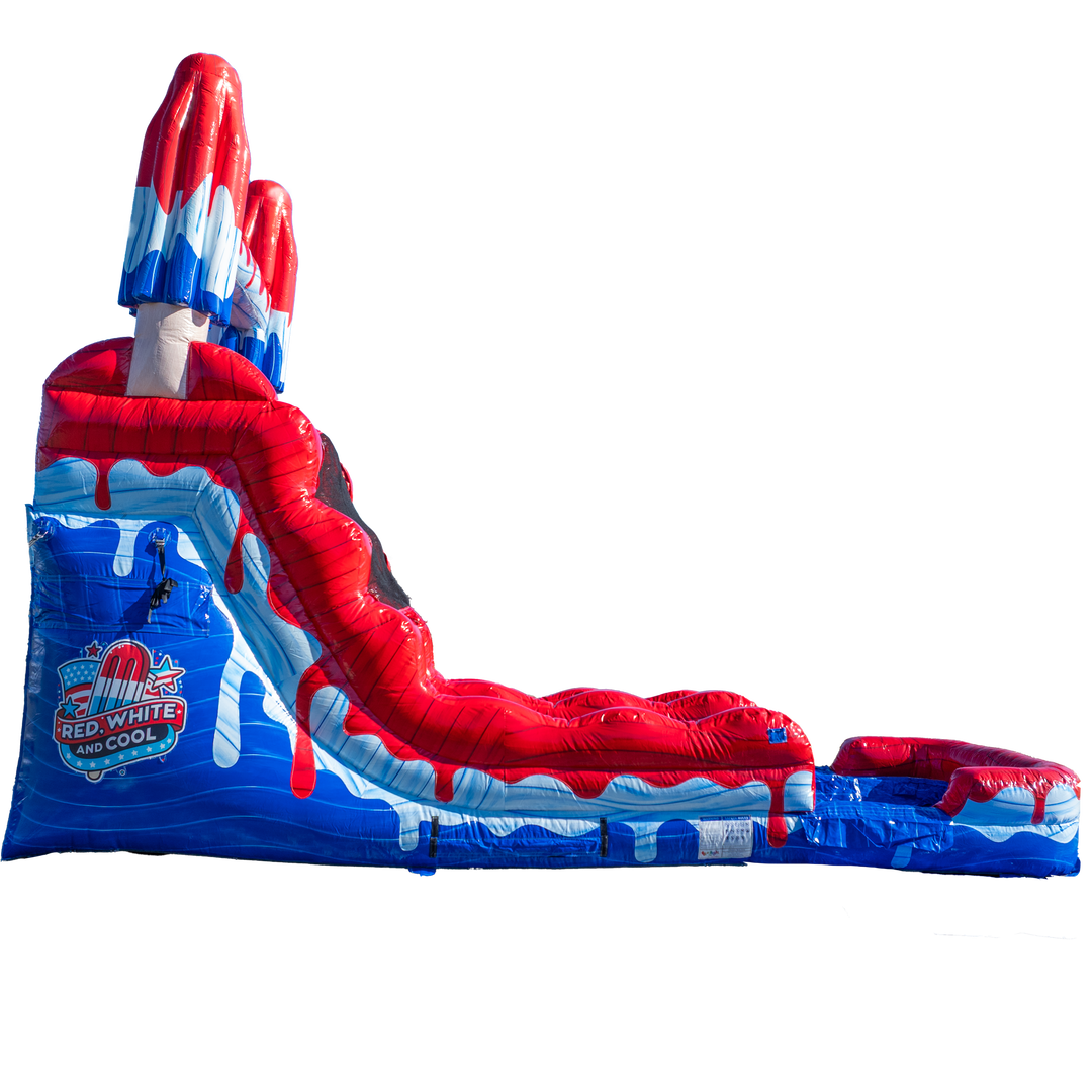 16FT Red White and Cool Popsicle Single Lane Slide