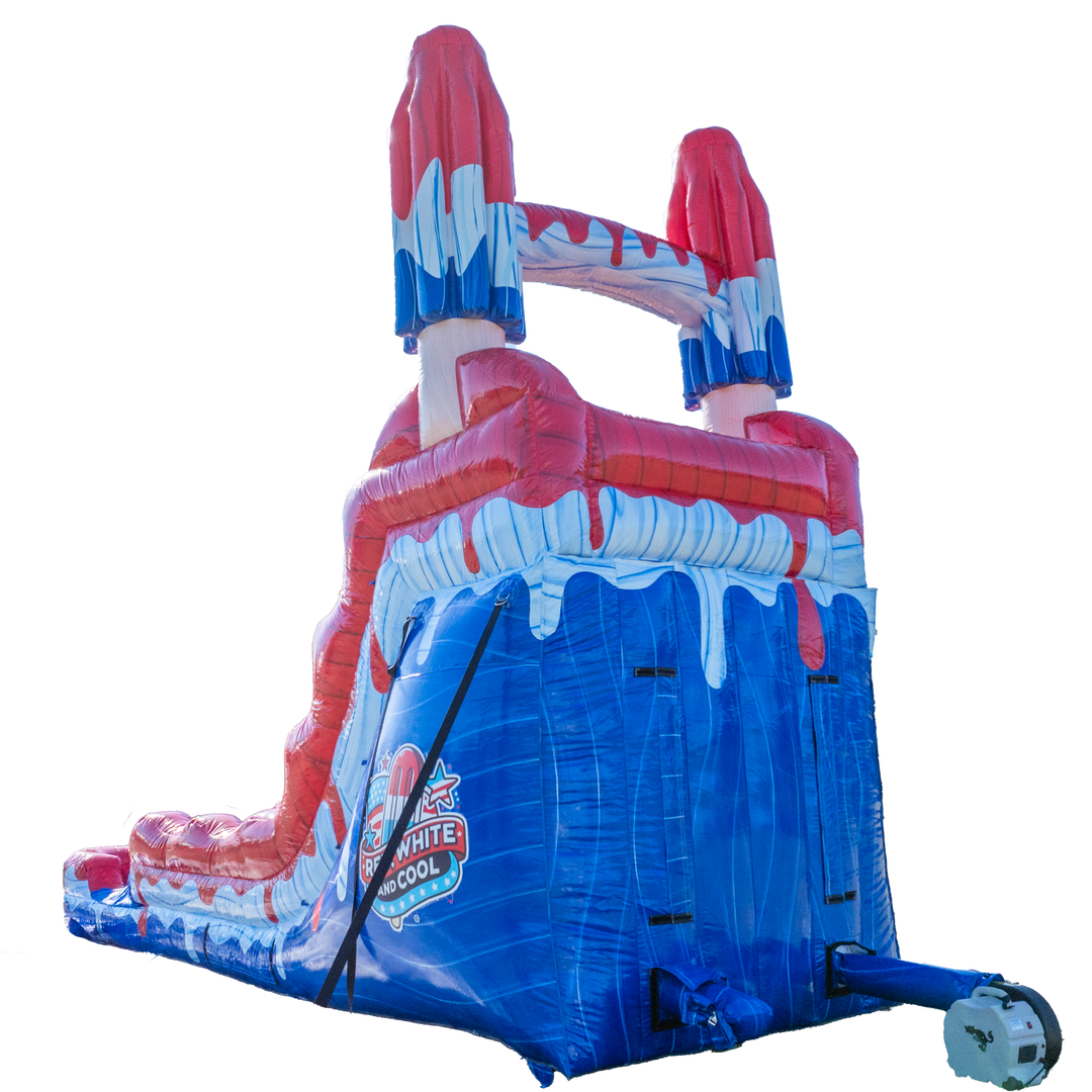 16FT Red White and Cool Popsicle Single Lane Slide