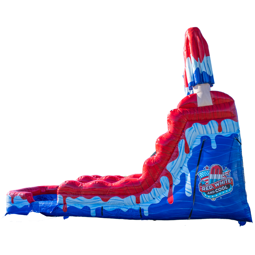 16FT Red White and Cool Popsicle Single Lane Slide