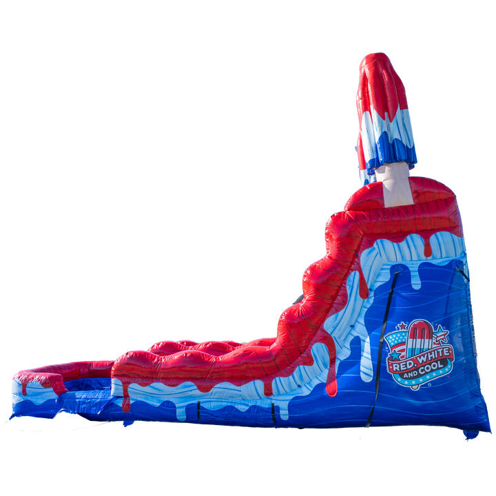 16FT Red White and Cool Popsicle Single Lane Slide