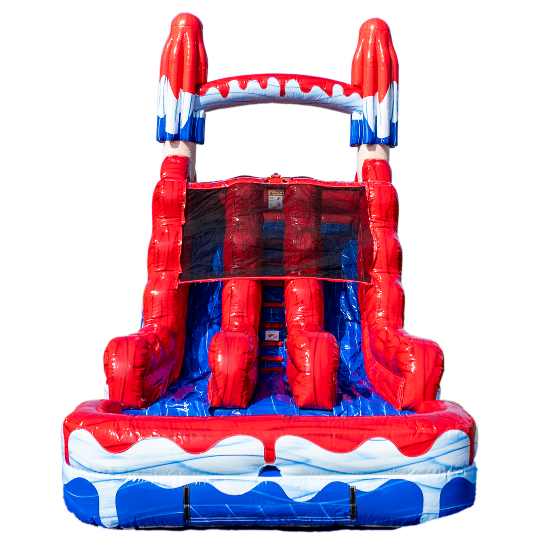 16FT Red White and Cool Popsicle Dual Lane Slide