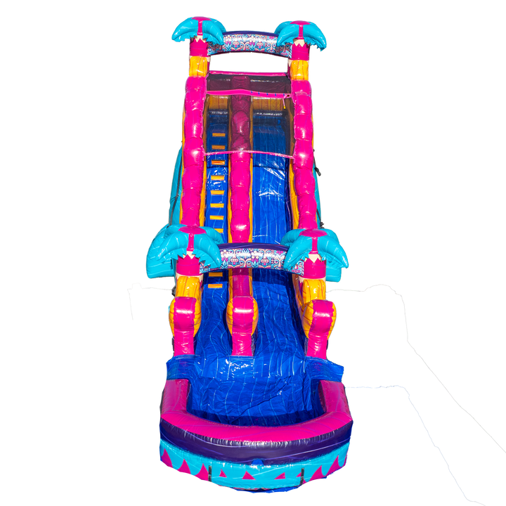 20FT Teal Rippling Rush Single Lane Slide