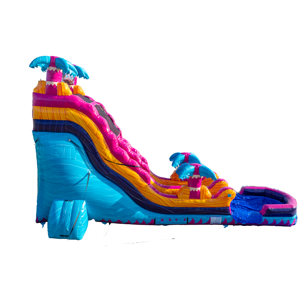 20FT Teal Rippling Rush Single Lane Slide